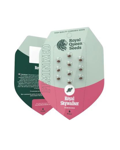 Royal Skywalker feminisierte Samen, Royal Queen Seeds Originalverpackung mit 3 Samen